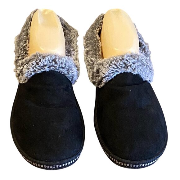 Skechers Memory Foam Slippers Fur Lined Sz 7 Black/Gray #45Q - Picture 2 of 10
